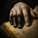 A monk’s hand on an old manuscript